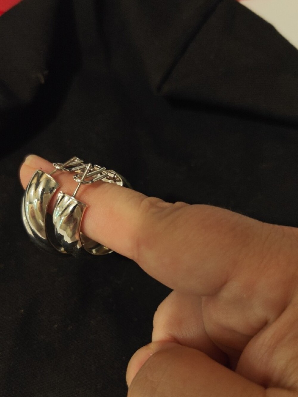 Polished Silver-Tone Twist Hoop Earrings - Picture 2 of 3